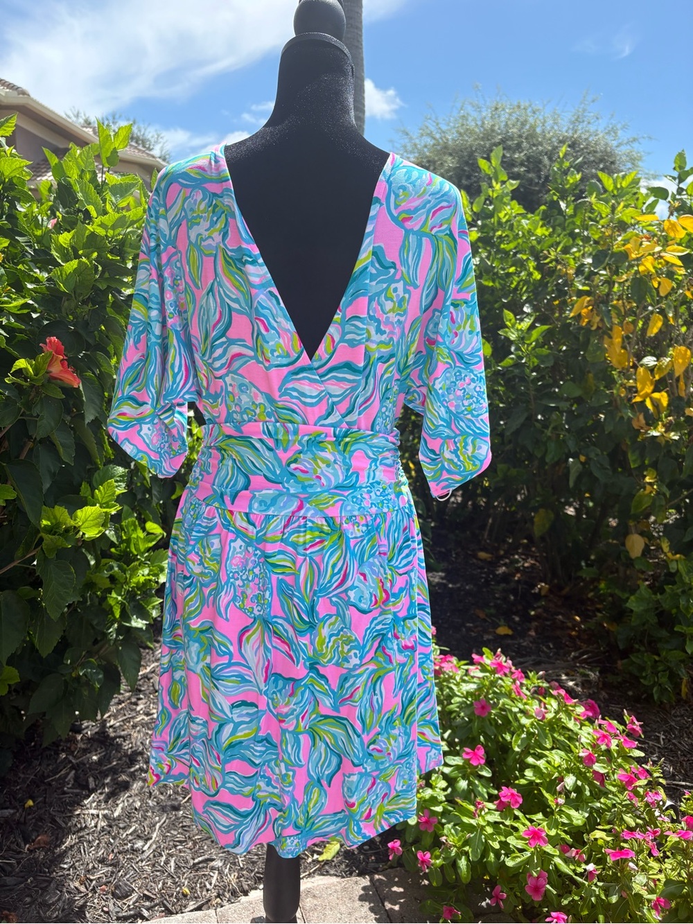 Vibrant Swirl Print Women's Skort Dress - Pink & Blue